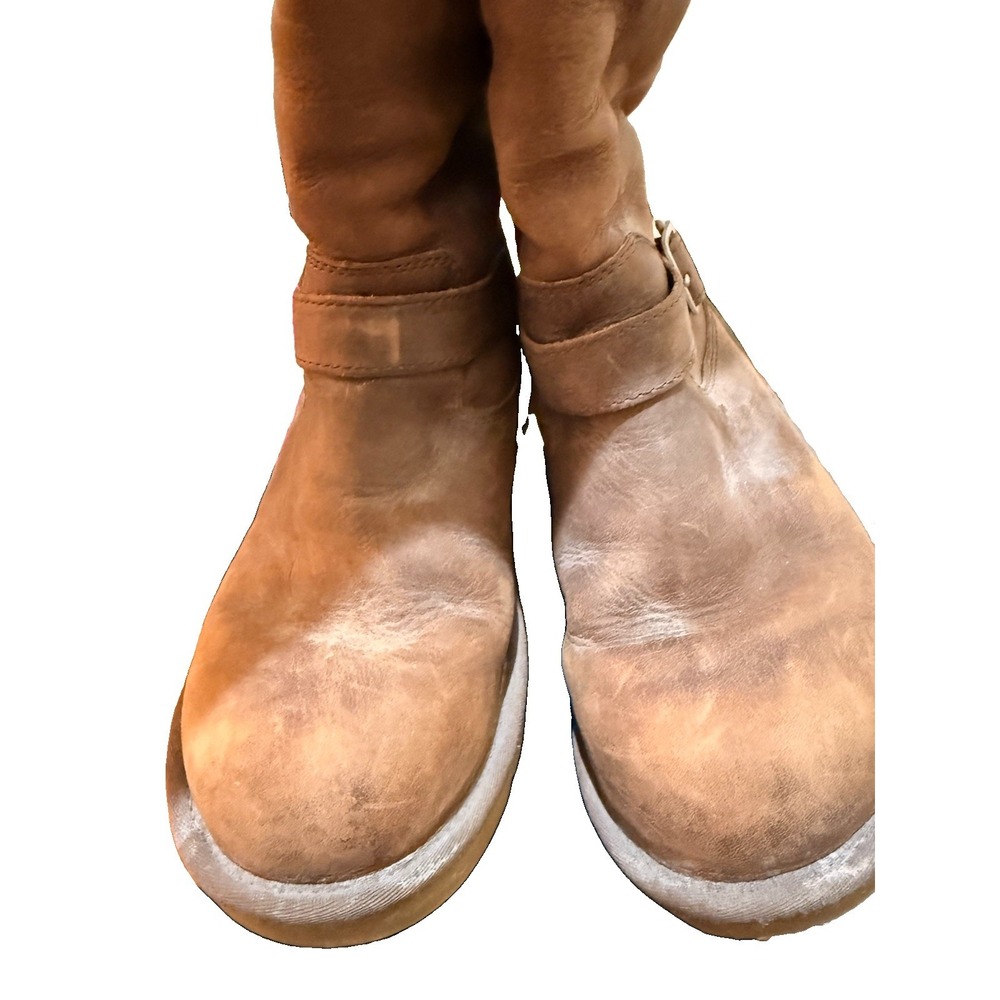 UGG 5678 Kensington Leather Buckle Boot Size 10 Brown Water Resistant Moto - Picture 5 of 5
